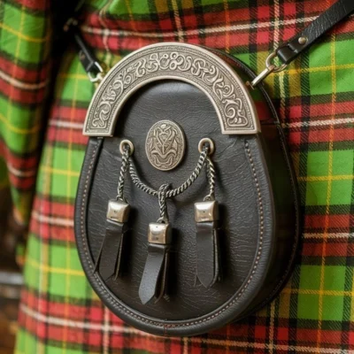 The Clan Crest Cantle Leather Sporran