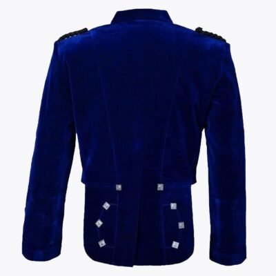 Blue Velvet Prince Charlie Jacket With 3 Button Vest