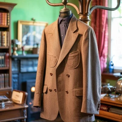 Classic Brown Herringbone Tweed Kilt Jacket