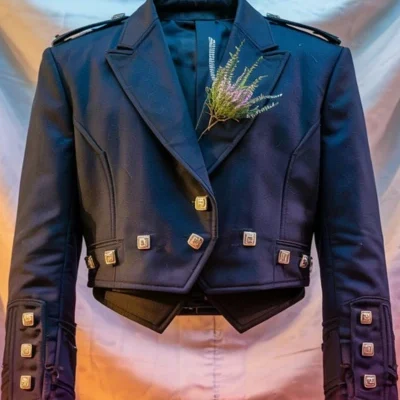 Deep Midnight Prince Charlie Jacket – 3x3 Golden Button Classic Made To Order