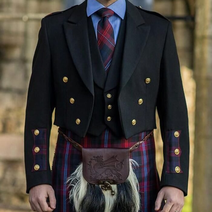 Welsh Prince Charlie Kilt Jacket With 3 Button Vest