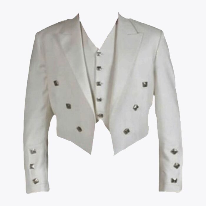 White Prince Charlie Jacket With 5 Button Vest