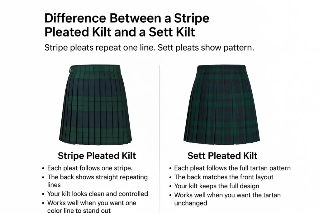 Stripe Pleated Kilt and a Sett Kilt