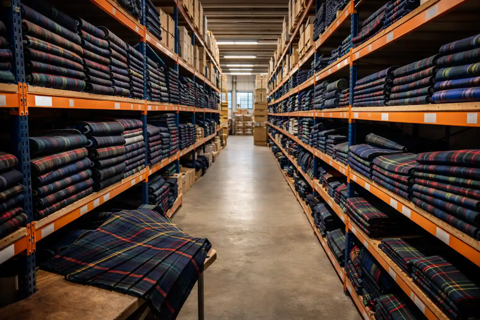 Extensive tartan inventory — organized, ready, and carefully maintained.