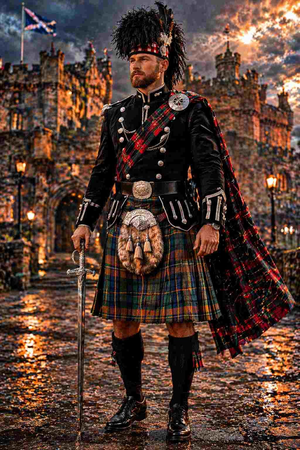 Tartan Kilt with Military Doublet (Historic Style)