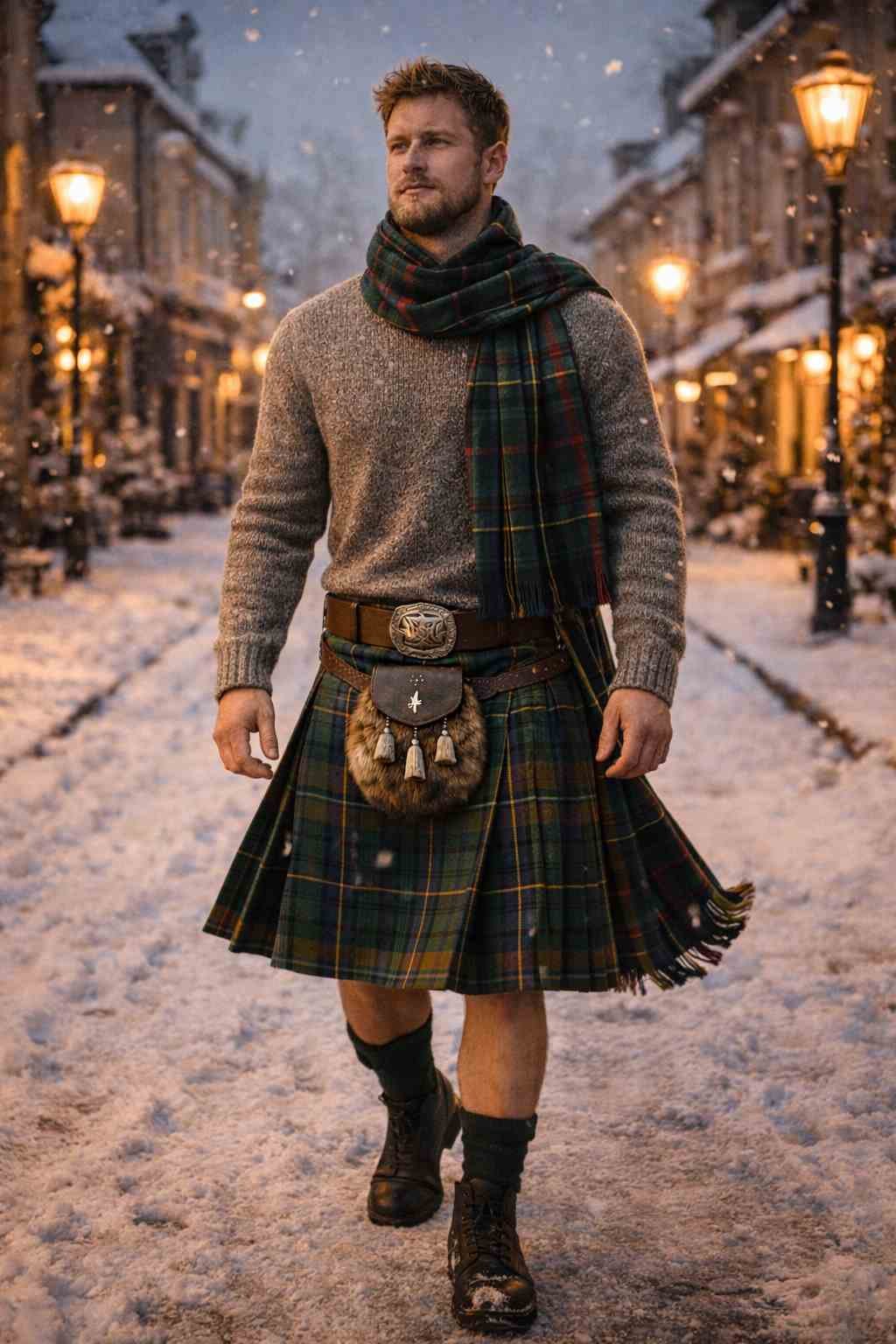Tartan Kilt with Sweater (Winter Look)
