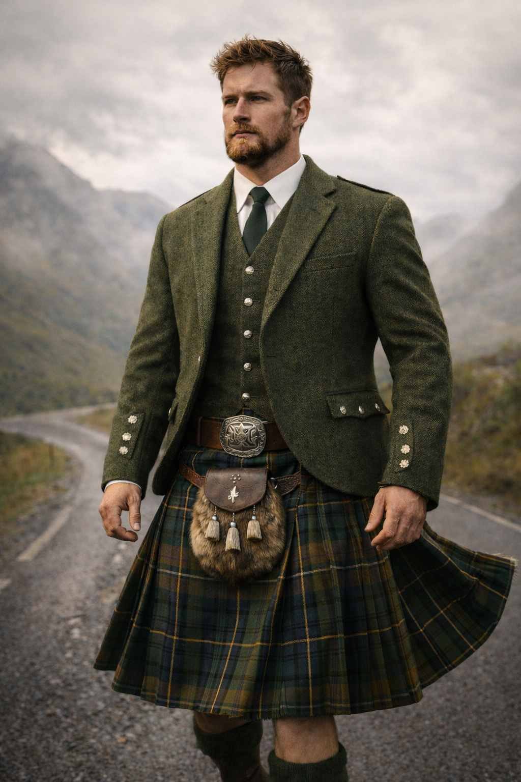 Tartan Kilt with Tweed Jacket (Daytime Look)