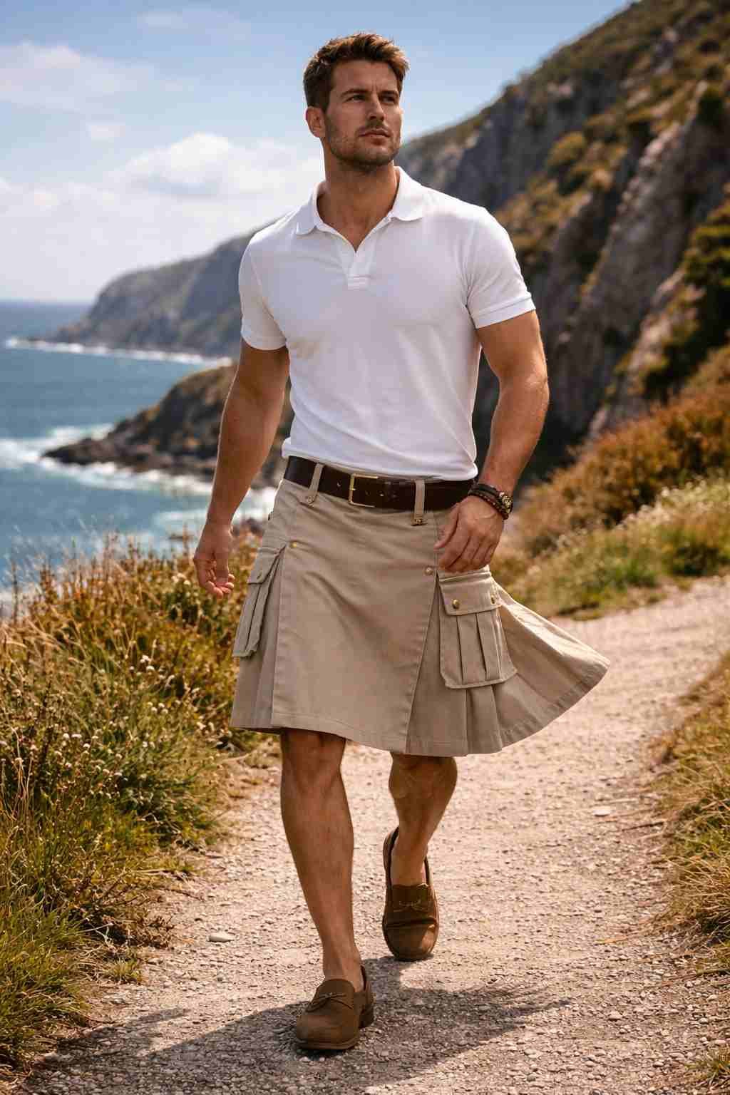 Utility Kilt with Polo Shirt (Summer Casual)