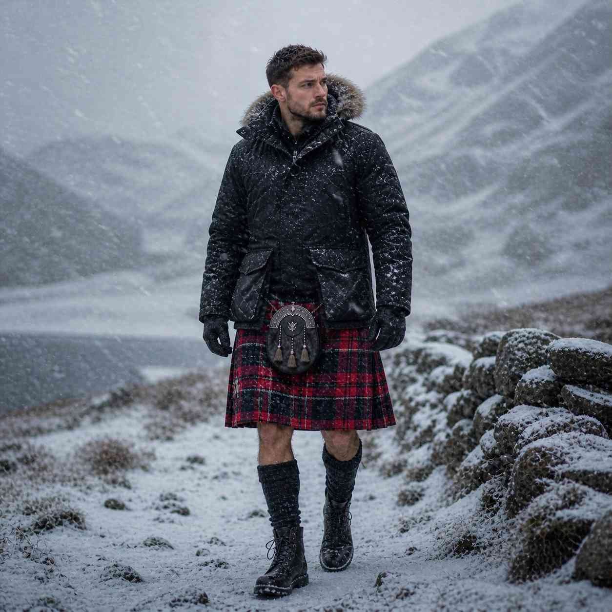 Tartan Kilt with Heavy Parka