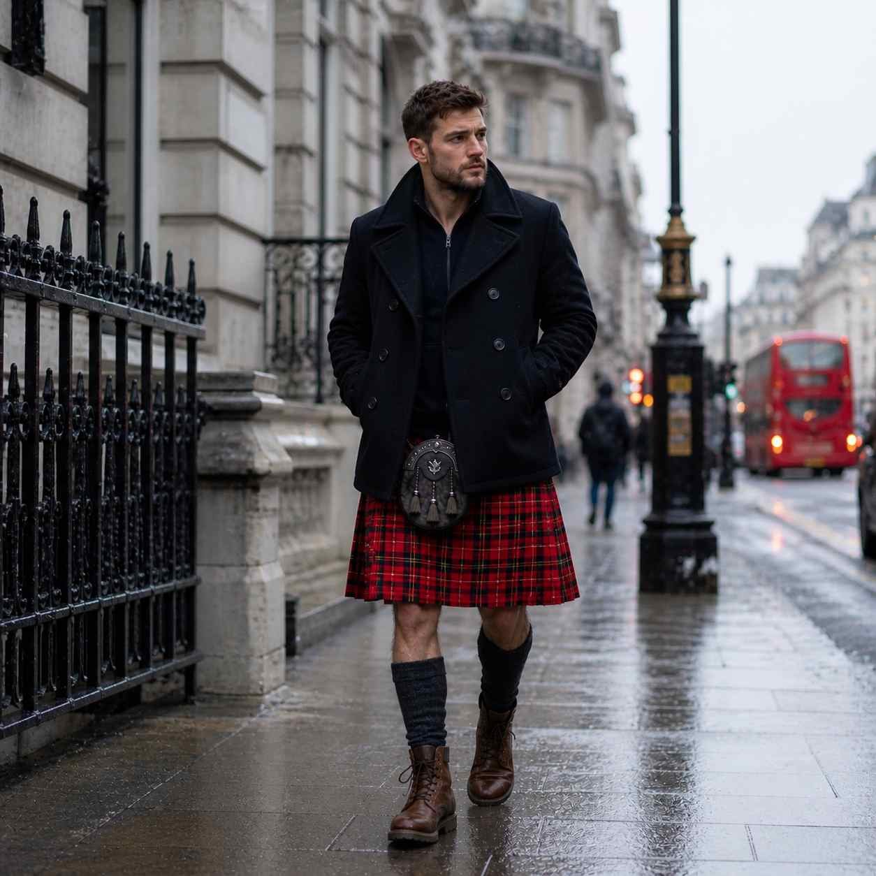 Tartan Kilt with Peacoat