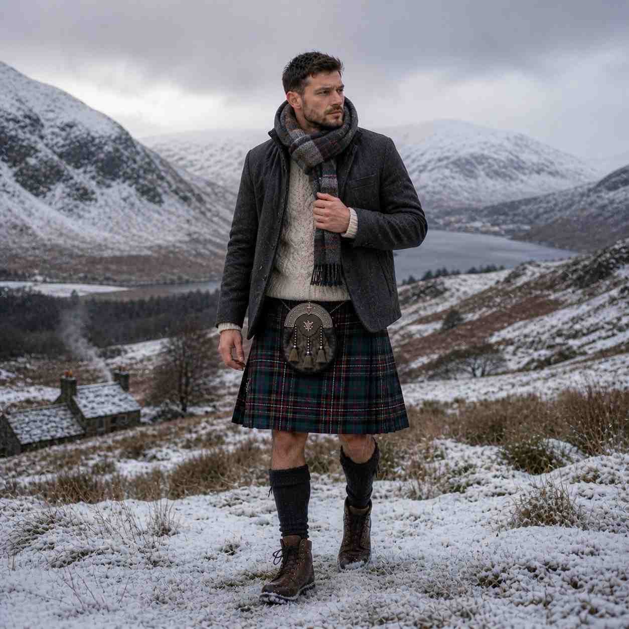 Tartan Kilt with Wool Sweater